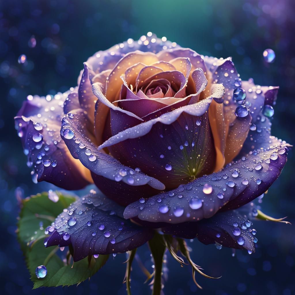 Glittering Rose in Golden Light: Fantasy Concept Art