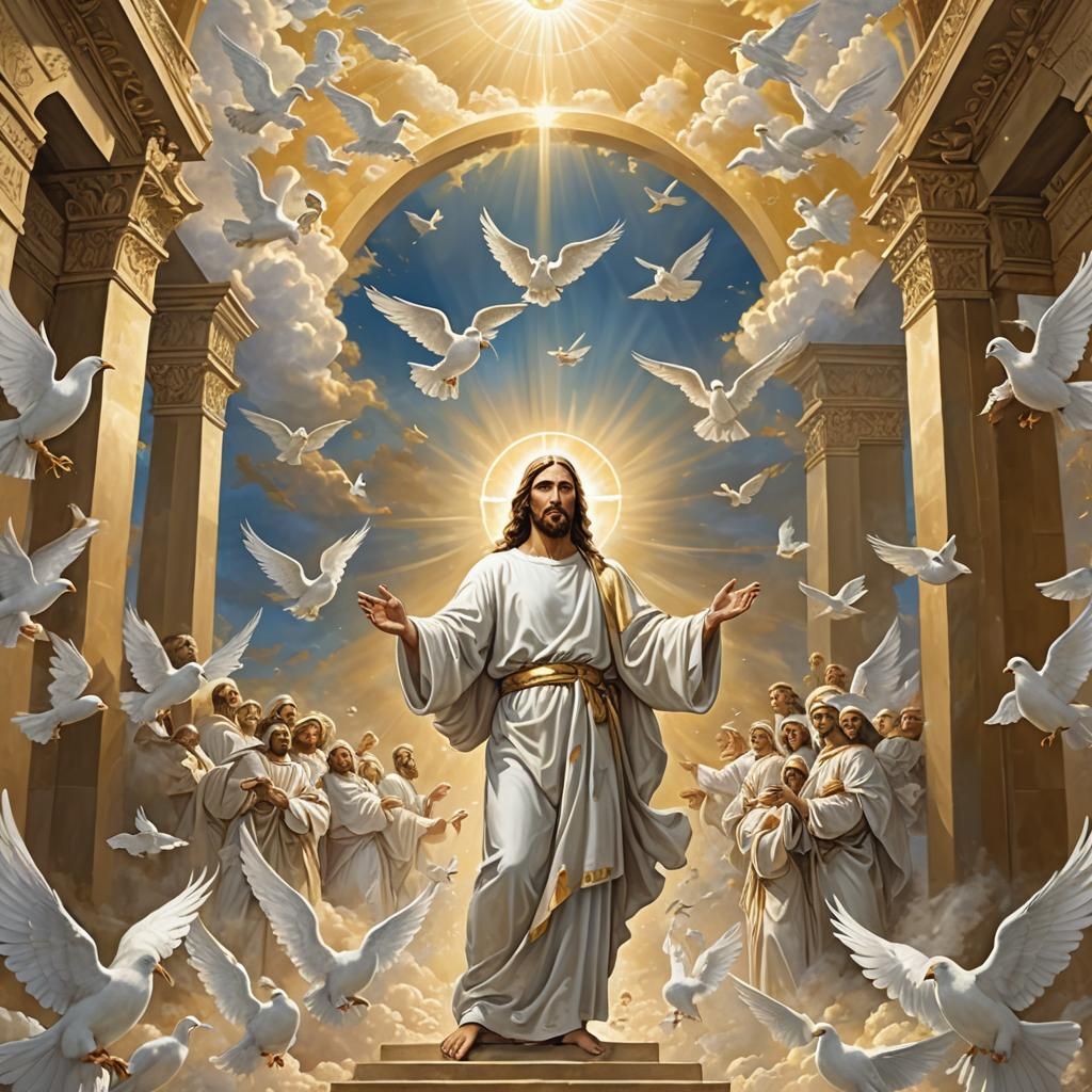 Jesus and Angels at Heaven's Golden Gates