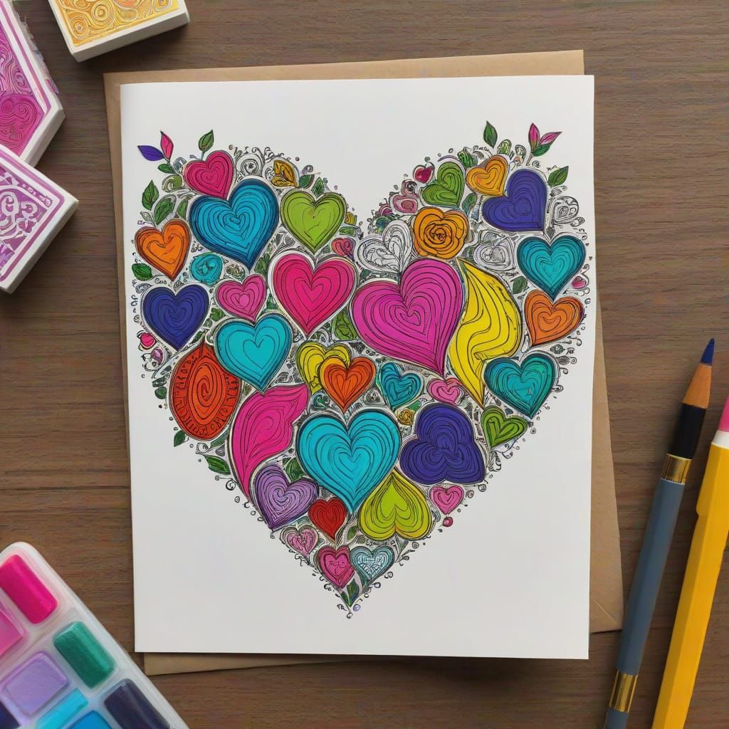 Doodlin' Hearts on Card