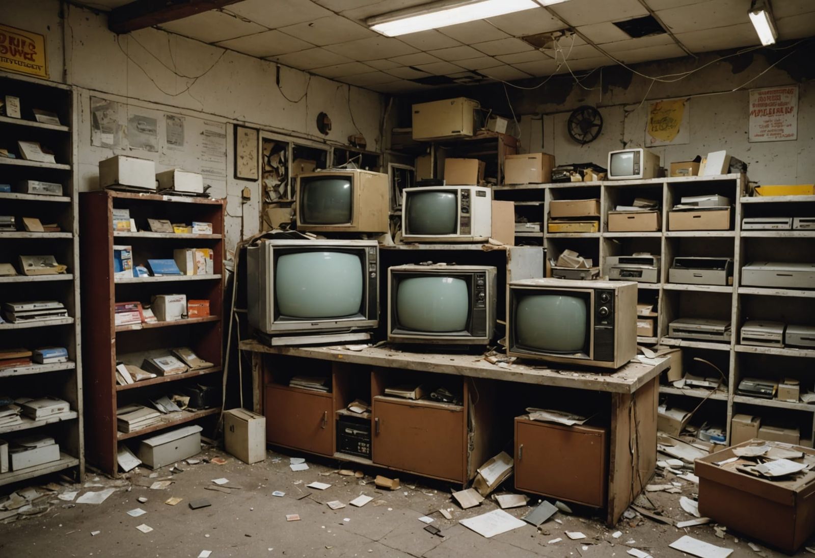 Abandoned 90s TV Repair Shop in Photorealistic Decay