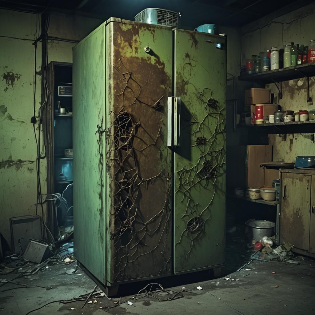 Industrial Horror: Abandoned Kitchen Refrigerator