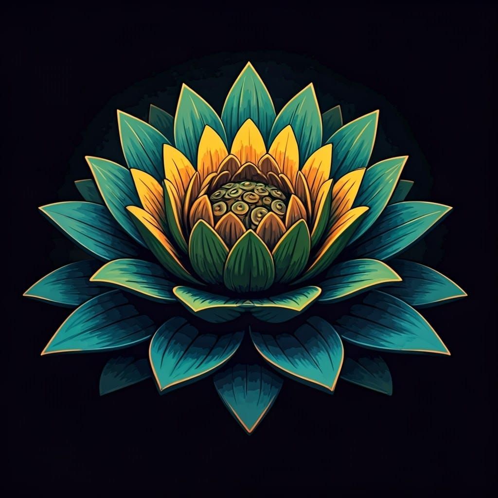 Mesmerizing Animated Lotus Zombie Flower in Neon Colors