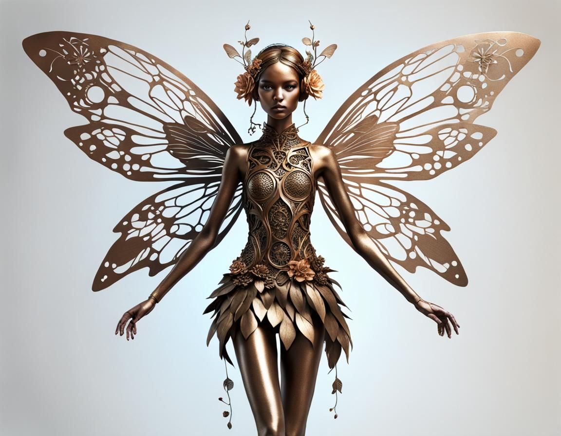 Technocore Bronzepunk Flower Fairy in Bronze