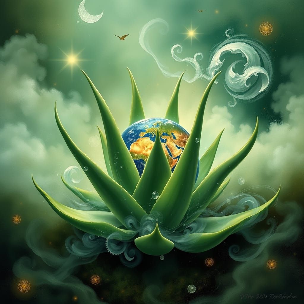Ethereal Aloe Vera Connected to Planet Earth