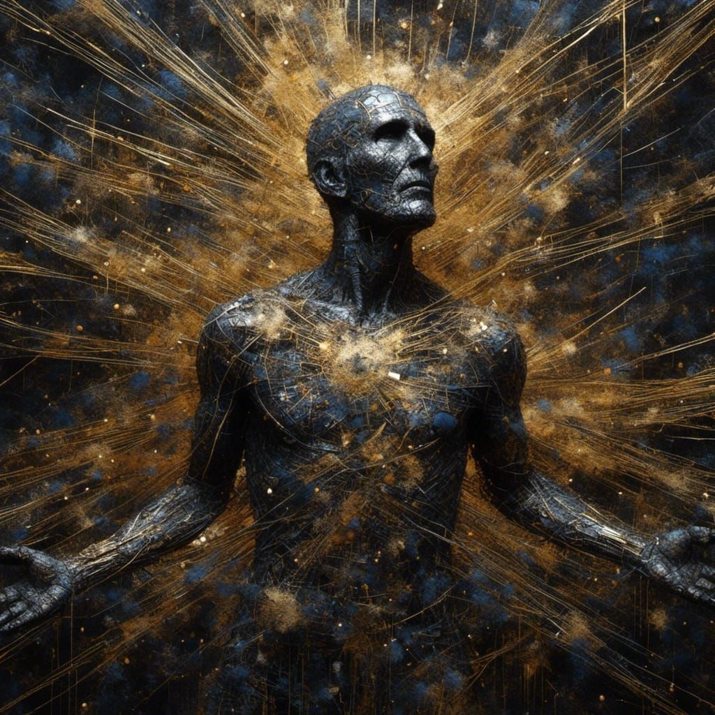 Old Man Portrait with Abstract Noir Style