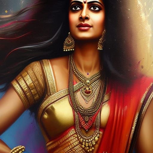 Draupadi Portrait in Speed Painting Style