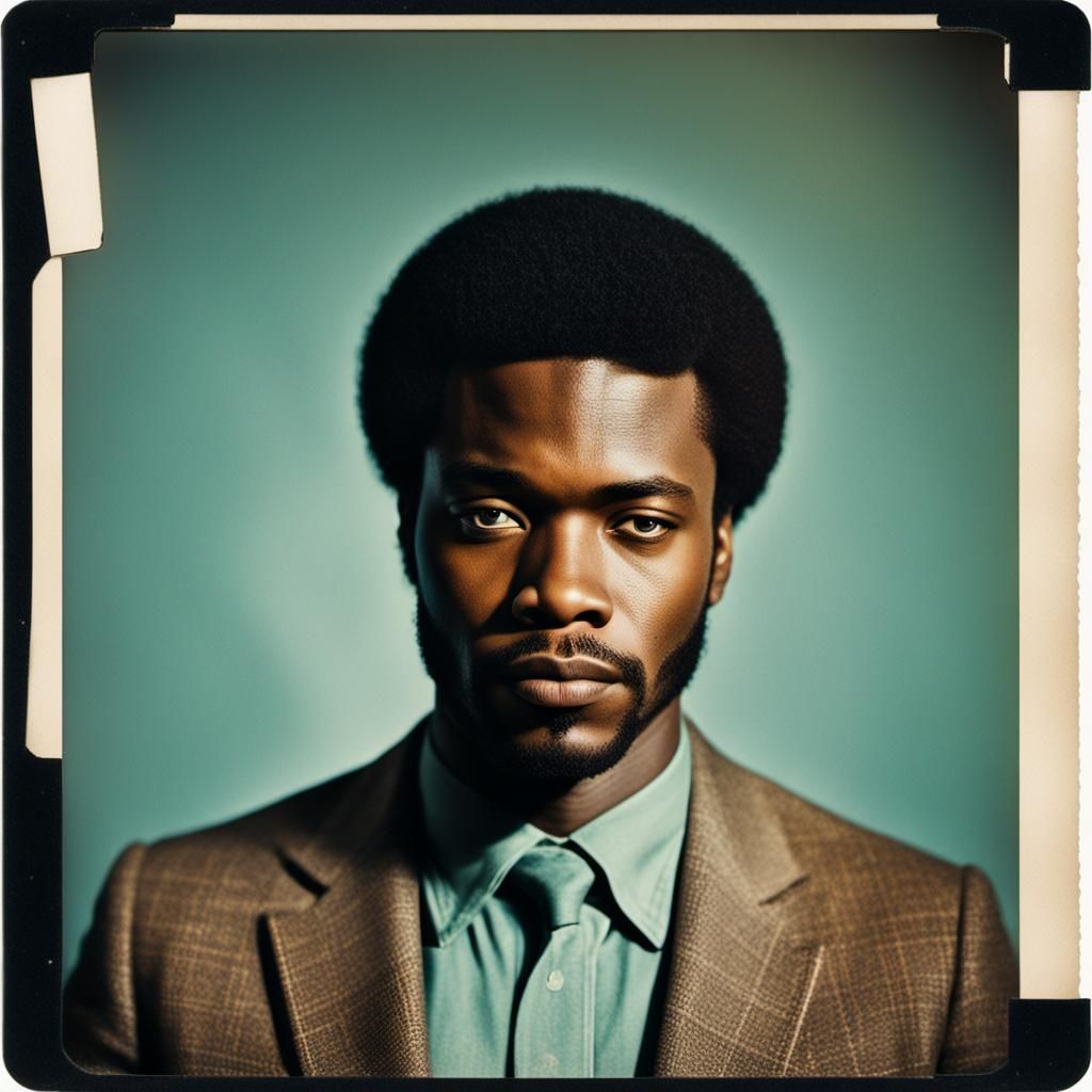 Seventies Polaroid of a Handsome Black Man