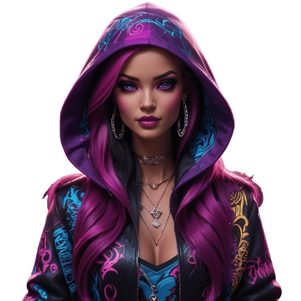 Gangster Barbie at a Rave: Digital Art