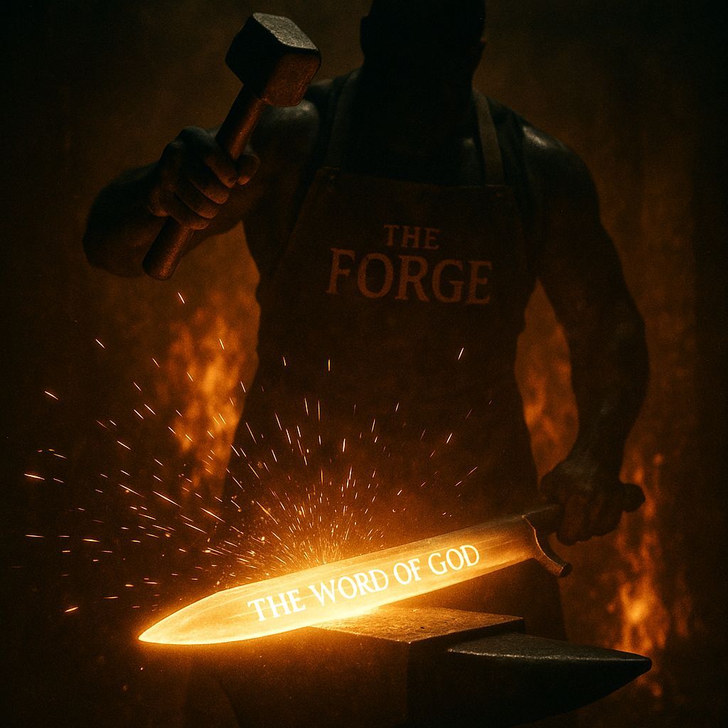 Blacksmith Strikes Glowing Sword in Fiery Forge