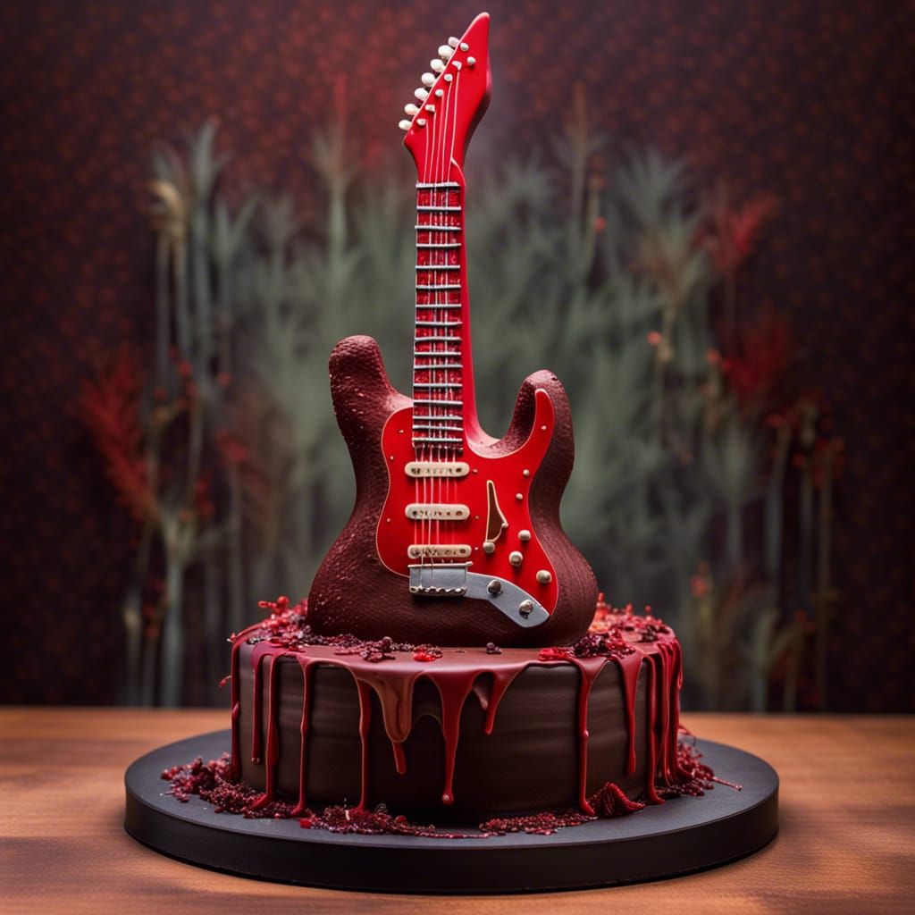 Three-Tier Chocolate Cake with Punk Rock Guitar