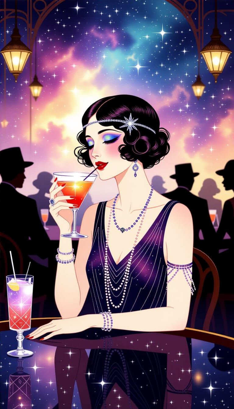 Celestial Goddess in Speakeasy, Digital Painting