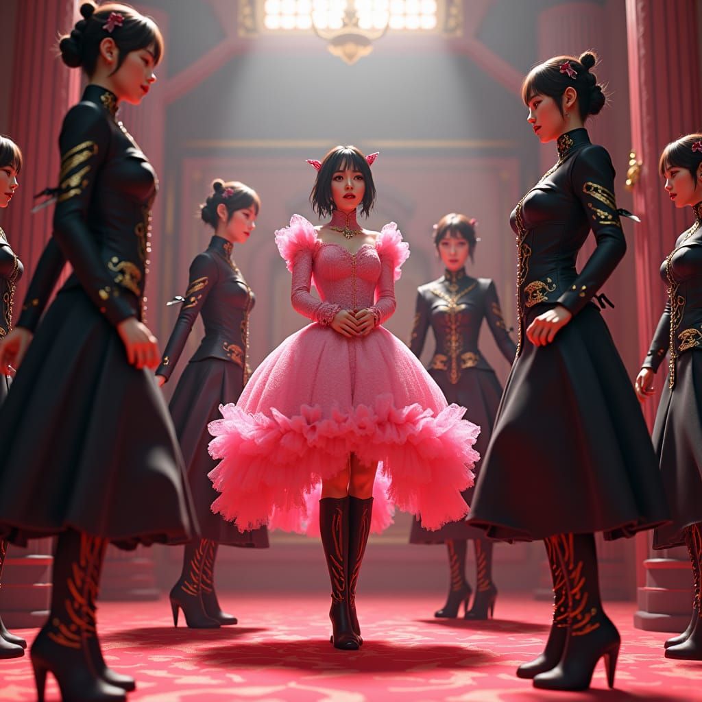 Elegant Women Dancing in Anime Style