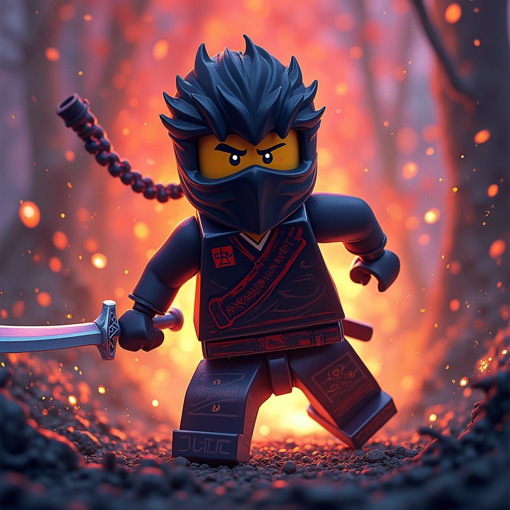 Ninjago Anime-Inspired Mural in Cyberpunk Aesthetic