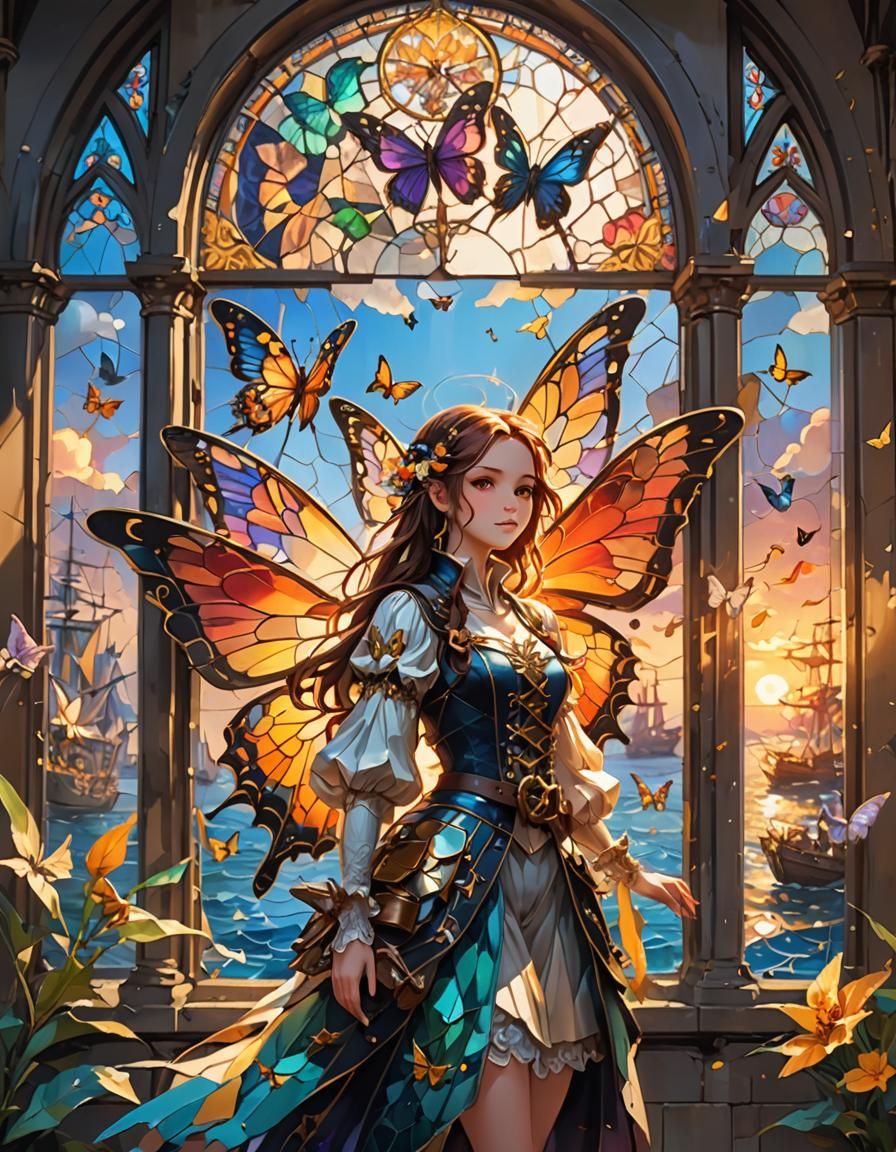 Anime Fairy Artist in Impressionist Studio