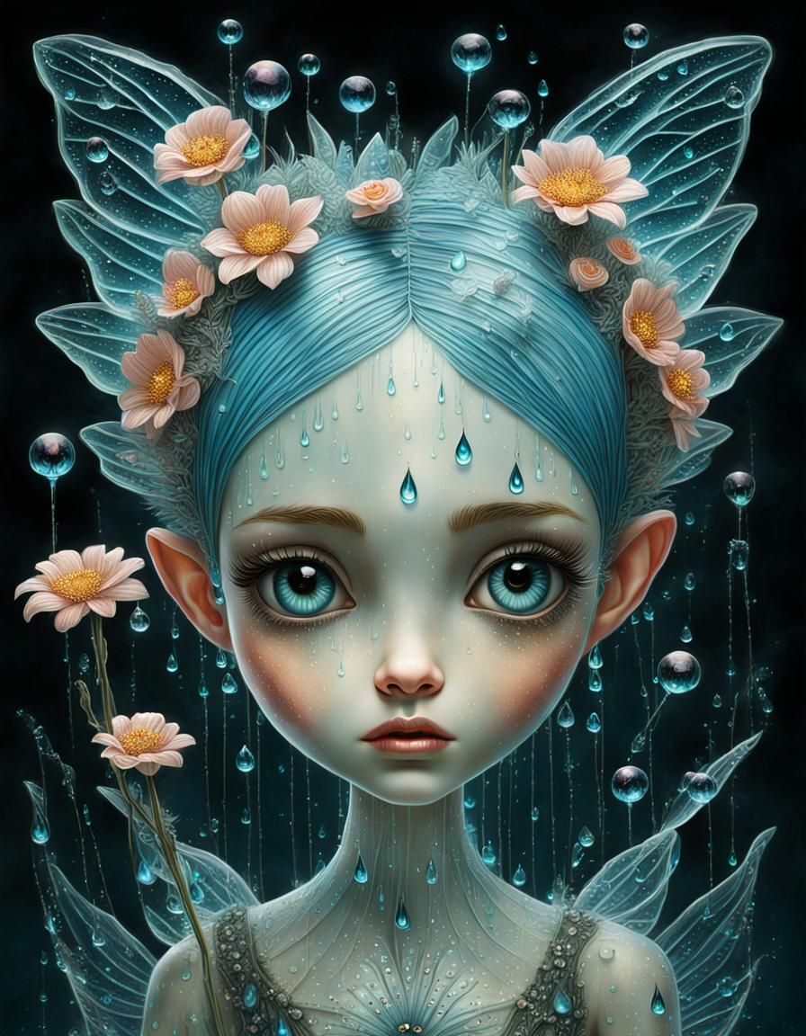 Bioluminescent Fairy Girl Oil Painting Masterpiece