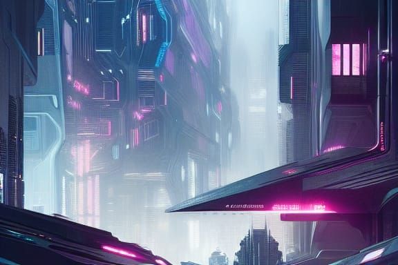 Futuristic Cyber City in Digital Art Style