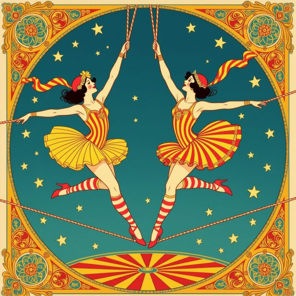 Acrobats Perform in a 1920s Art Deco Circus