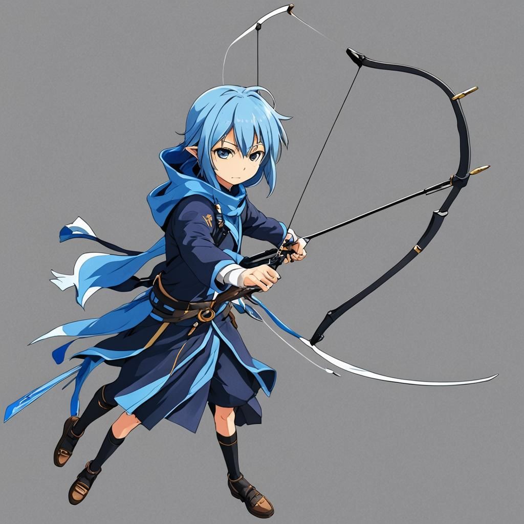 Rimuru Tempest with Bow and Arrow in Anime Style