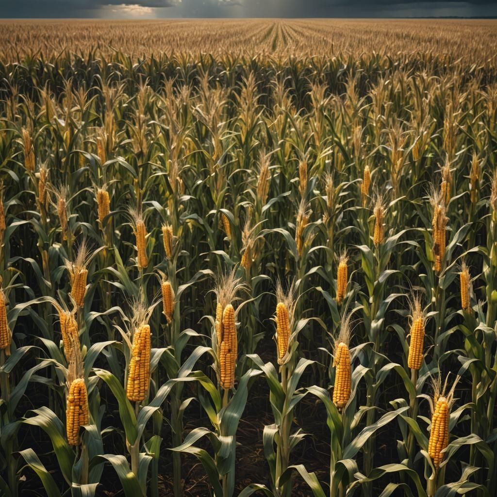 Dramatic Cornfield Under Stormy Sky: Digital Matte Painting