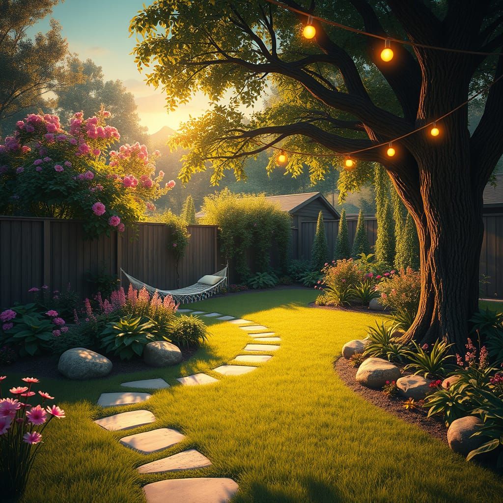 Serene Sanctuary Garden in a Vibrant Color Palette