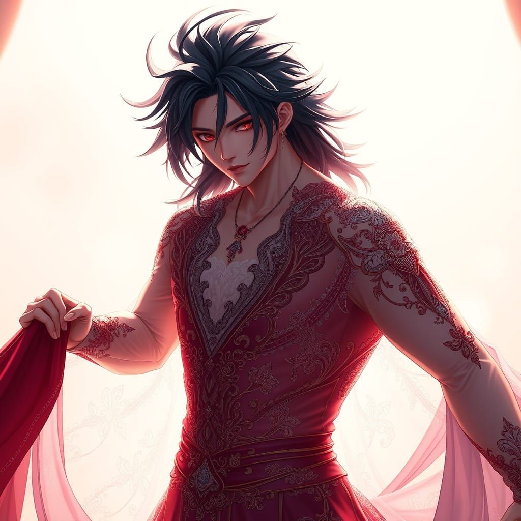 Regal Gentleman in Elegant Evening Gown