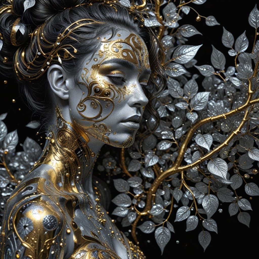 Maximalist Gold and Silver Masterpiece in 3D