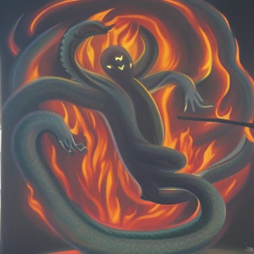 Eerie Faceless Demon in Firelight