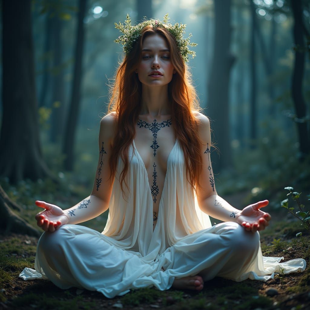 Moonlit Goddess in Enchanted Forest
