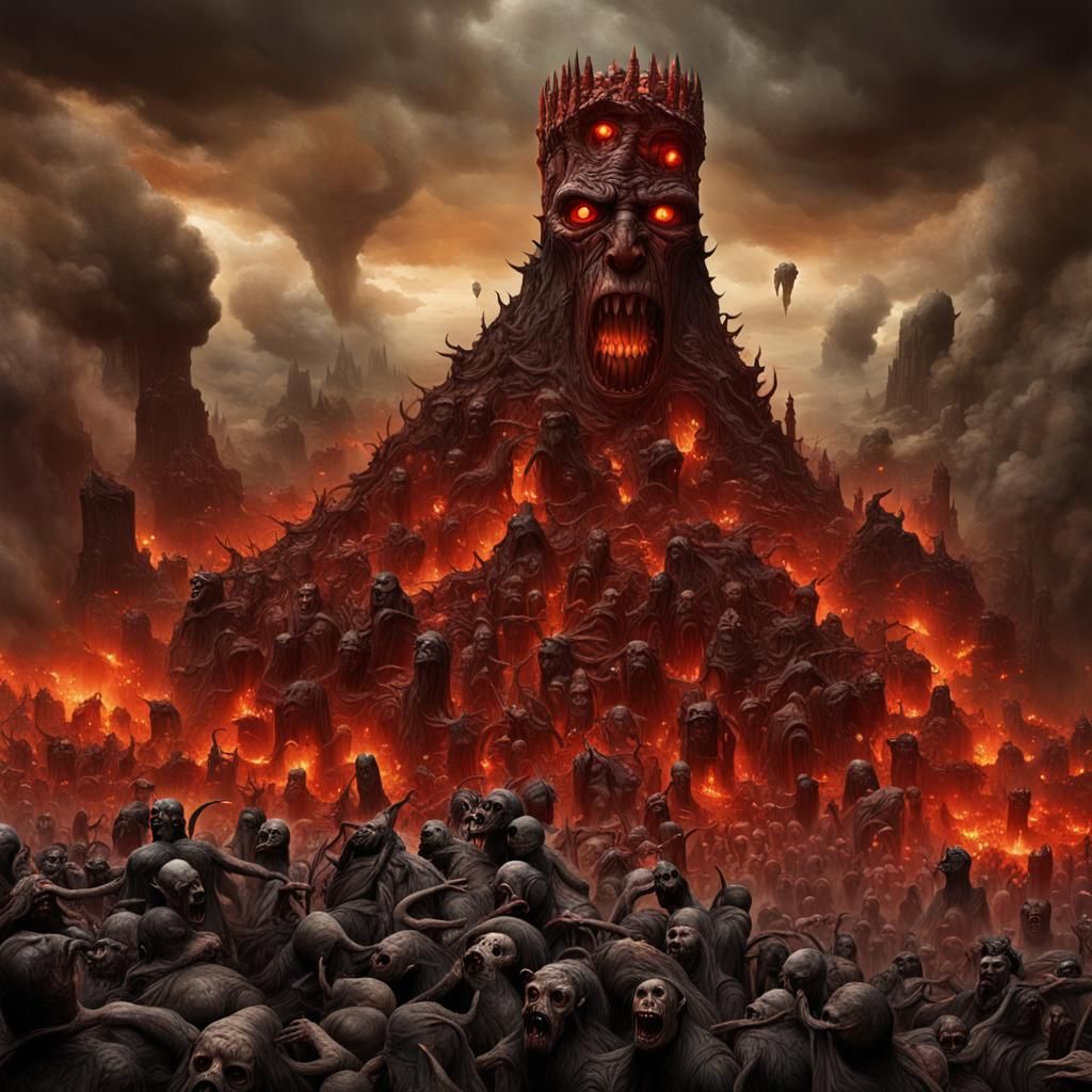 Terrifying Hellscape Portrait in Hyper-Realistic Style