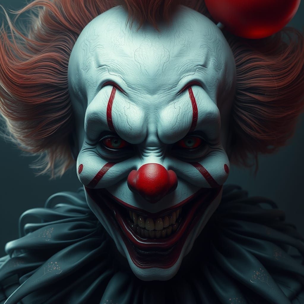 Haunting Clown Portrait in Dark Fantasy Style