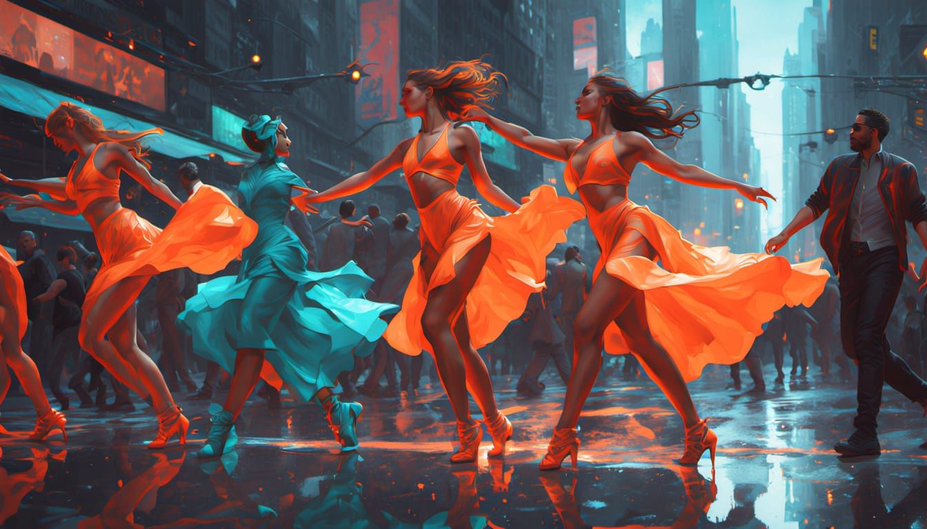 Futuristic Dancers in New York: Digital Art