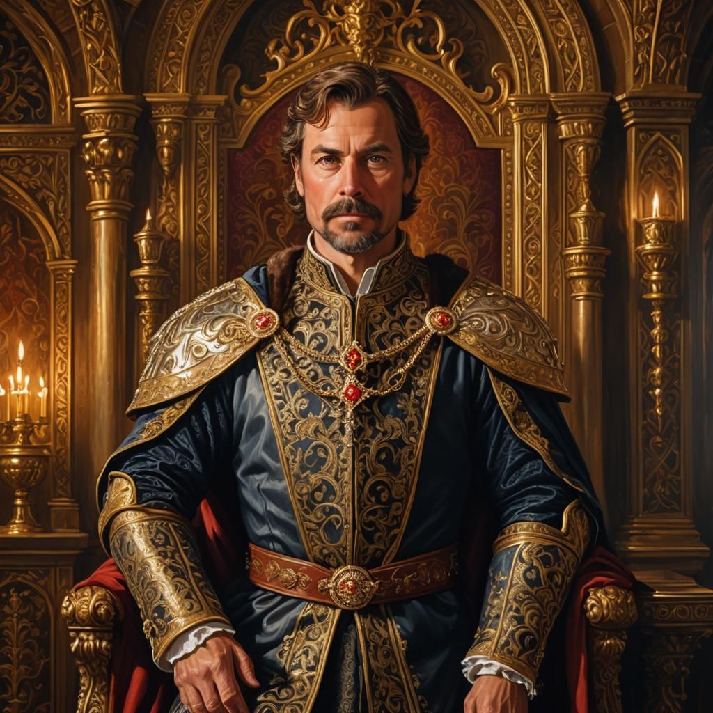 Duke in Throne Room, Oil Painting Style