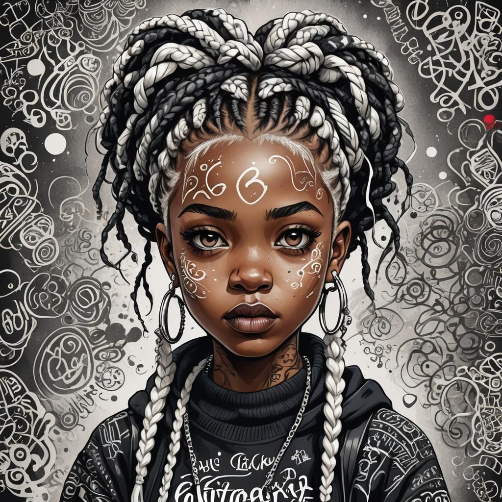 Punk Portrait in Calligraphic Ink Lettering Style