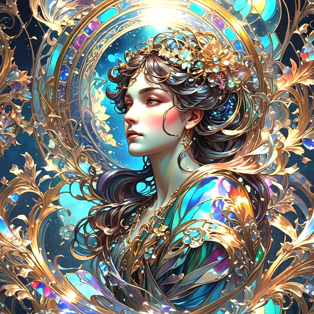Iridescent Sky Spell in Art Nouveau Style