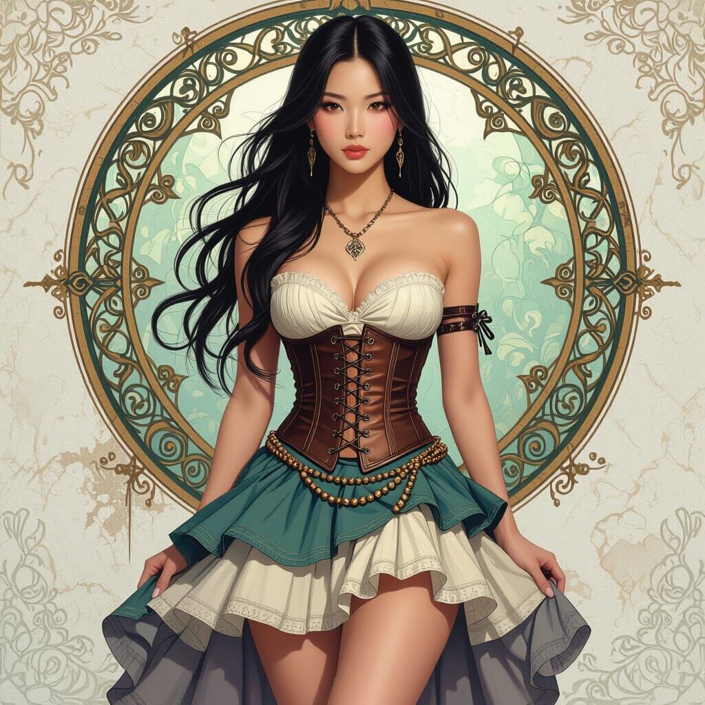 Elegant Asian Woman in Serene Hyperrealistic Portrait