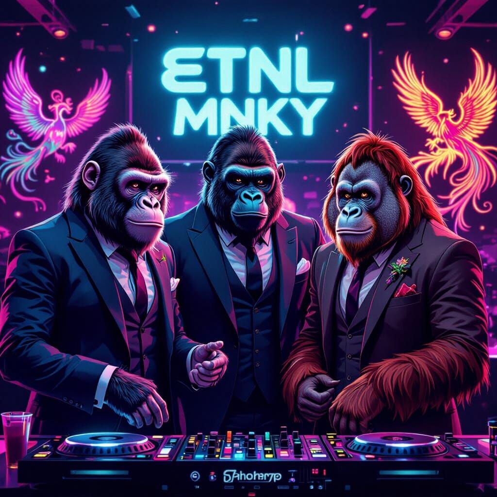 Monkeys, Gorilla, Phoenix & Orangutan in Suits at Nightclub
