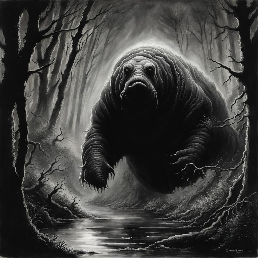 Giant Tardigrade Lurking in Eldritch Forest