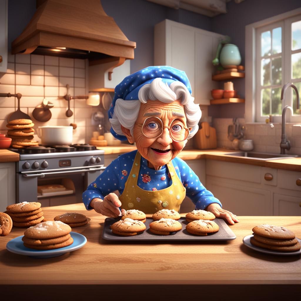 Granny Bake Magic: 3D Game Cinematic Character