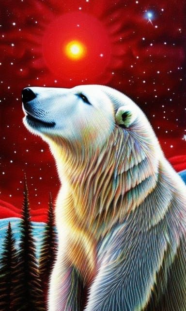 Polar Bear with Coke Bottle in Vintage Style