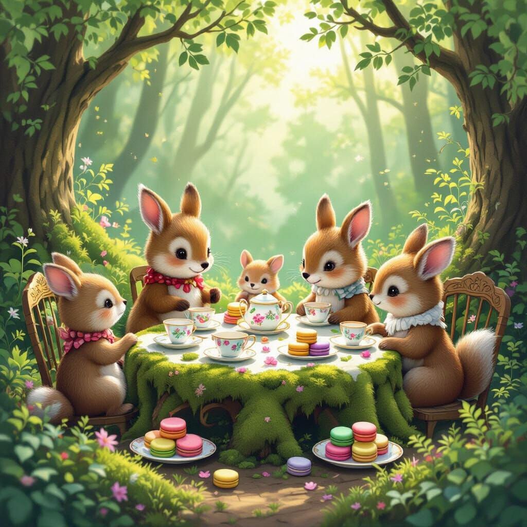 Woodland Tea Party: Adorable Creatures in Hidden Grove