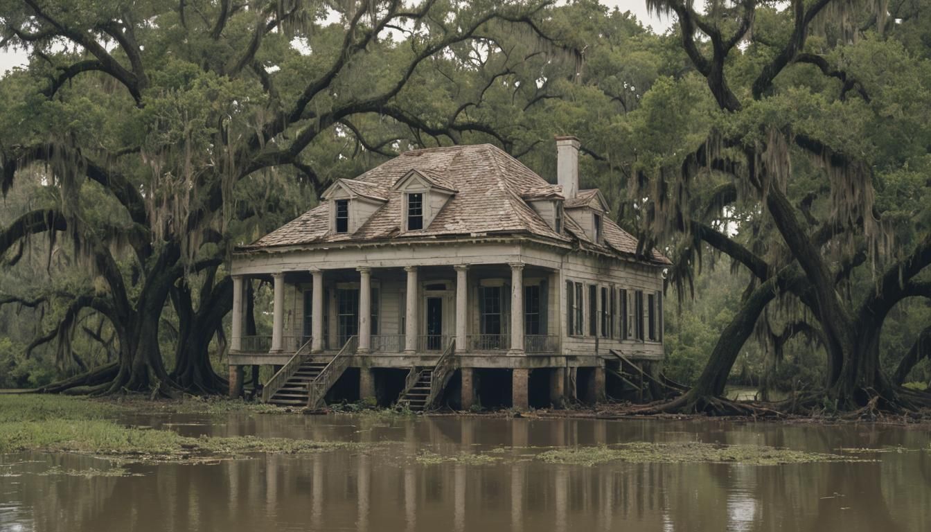 Louisiana Bayou Plantation House in Cinematic Style