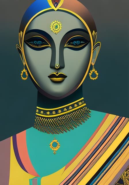 Indian Culture: Golden Hour Holographic Digital Art