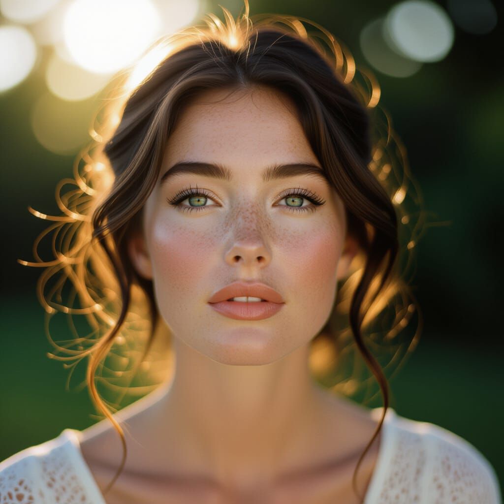 Intimate Portrait of a Shy Woman in Golden Light