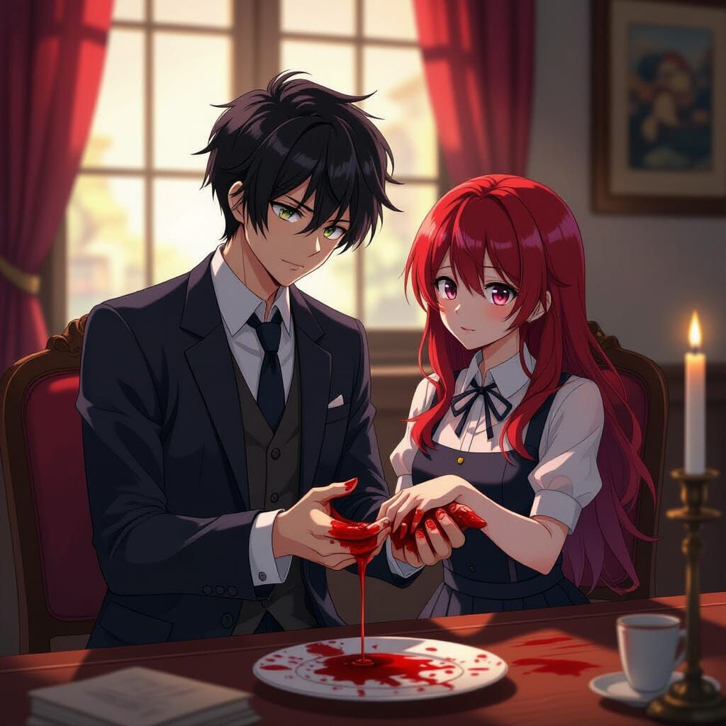 Anime Style Drama with Bloodied Hands