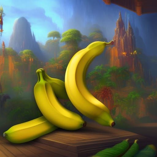 Colorful Bananas in Detailed Matte Painting