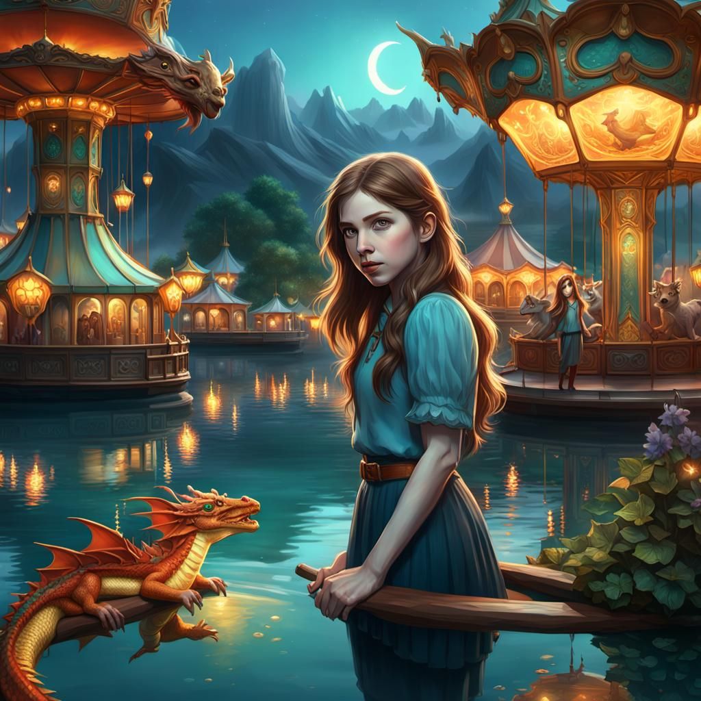Anna Kendrick with Dragon at Twilight: Detailed Concept Art