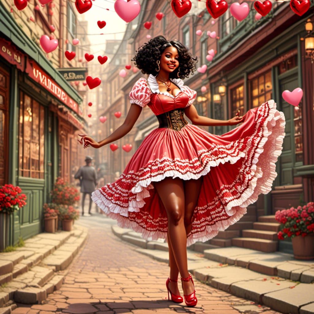 Valentine's Day: Steampunk Style Young Woman Dancing