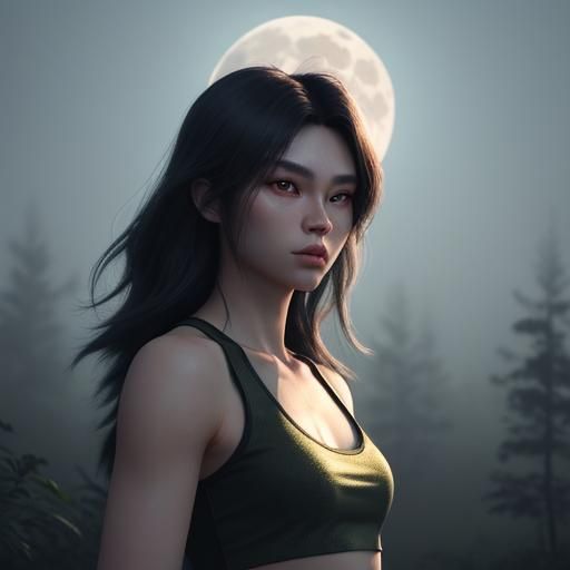 Teenage Werewolf Anime Portrait in Misty Forest