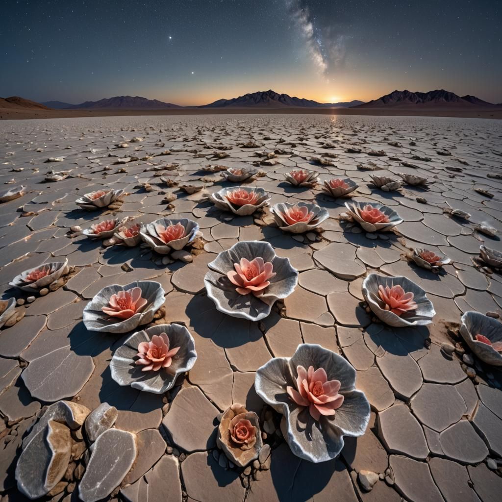 Rose rock crystal formations