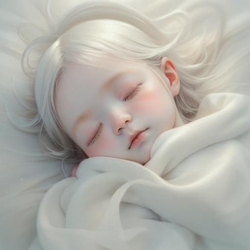 Dreamy Watercolor Portrait of a Sleeping Angel